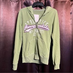 Aeropostale green zip up hoodie M